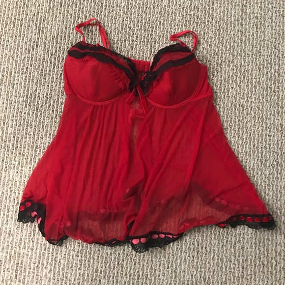 Red Ruffled Babydoll Top - Picture 3 of 5